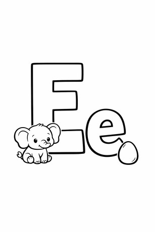 Letter E coloring page with tracing