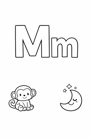 Letter M coloring page with tracing