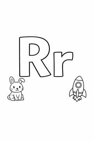 Letter R coloring sheet with tracing