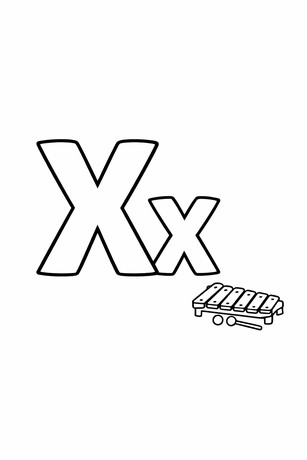 Letter X coloring sheet with tracing