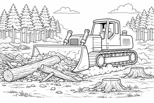 Bulldozer construction vehicle coloring page