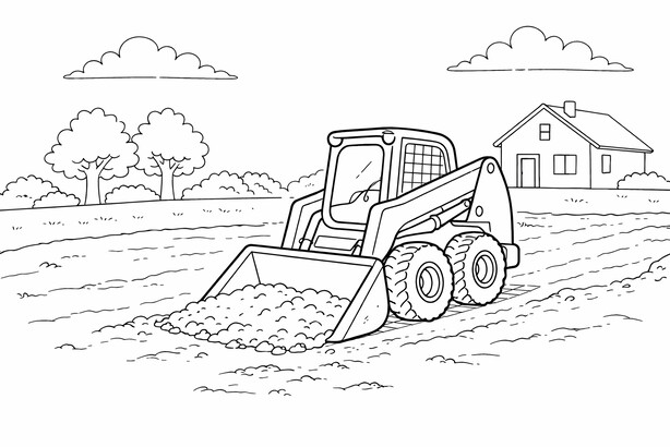 Skid steer loader coloring page