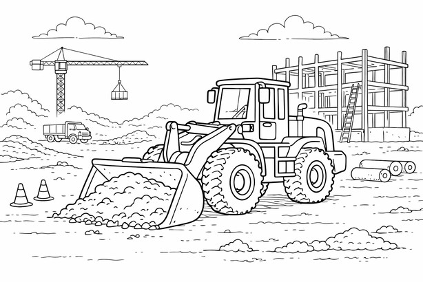 Wheel loader front loader coloring page