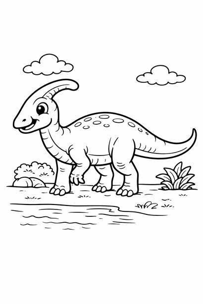 Parasaurolophus dinosaur coloring page