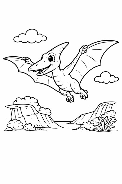 Pteranodon flying dinosaur coloring sheet