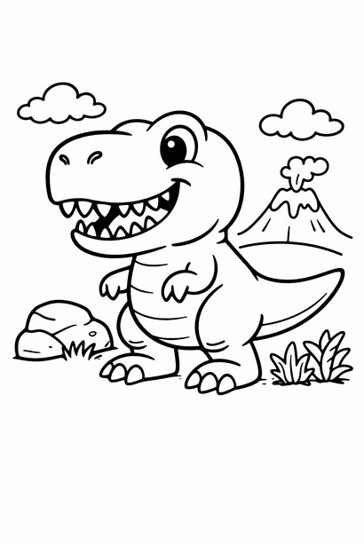 T-Rex coloring page thumbnail