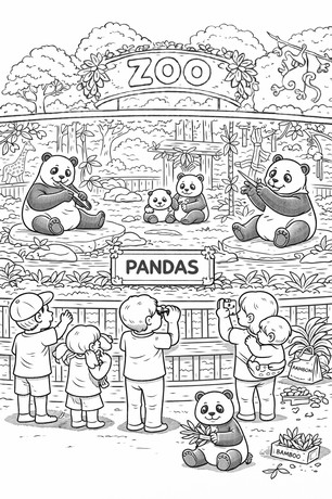 Panda in the zoo coloring page