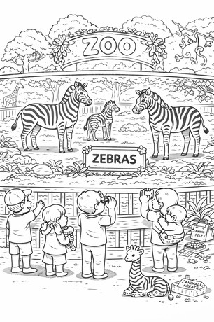 Zebra in the zoo coloring page